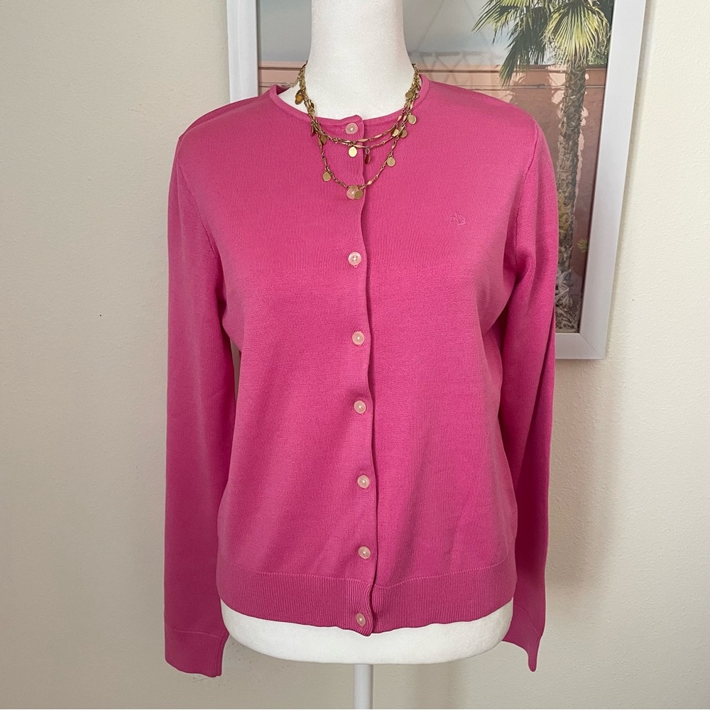 Ralph Lauren 90s Y2K Silk Blend Button Cardigan in Pink Size Small